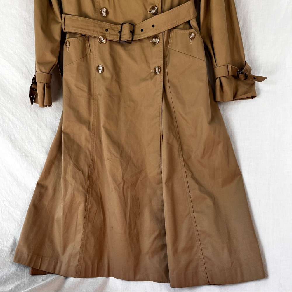 Vintage Trench Coat Women Medium Beige Fox Run By Little Foxes Int'l Yugoslavia - Picture 3 of 16
